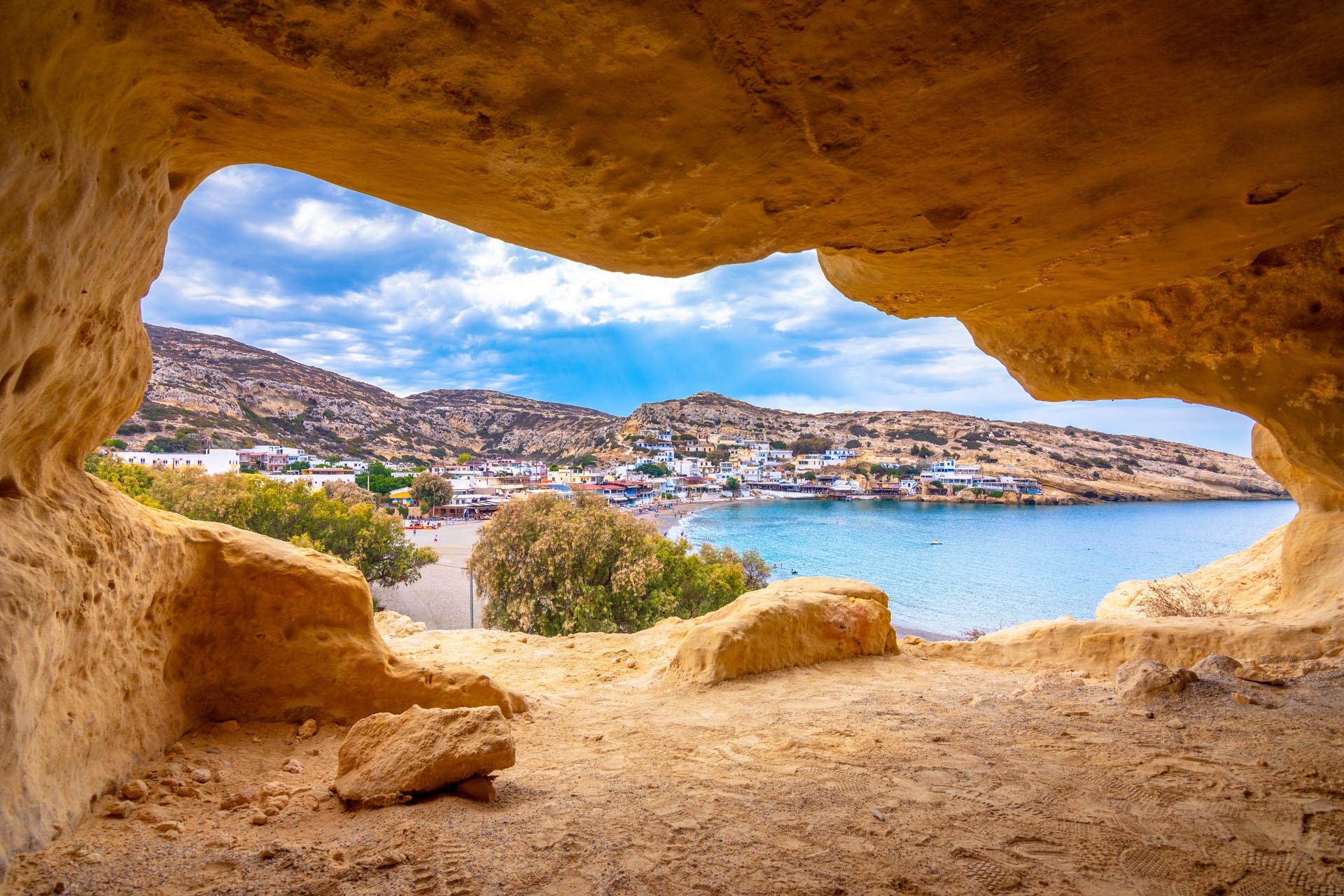 Kouvalite Car Rental | Rent a Car Herkalion, Crete photo from inside the cave in Matala Beach